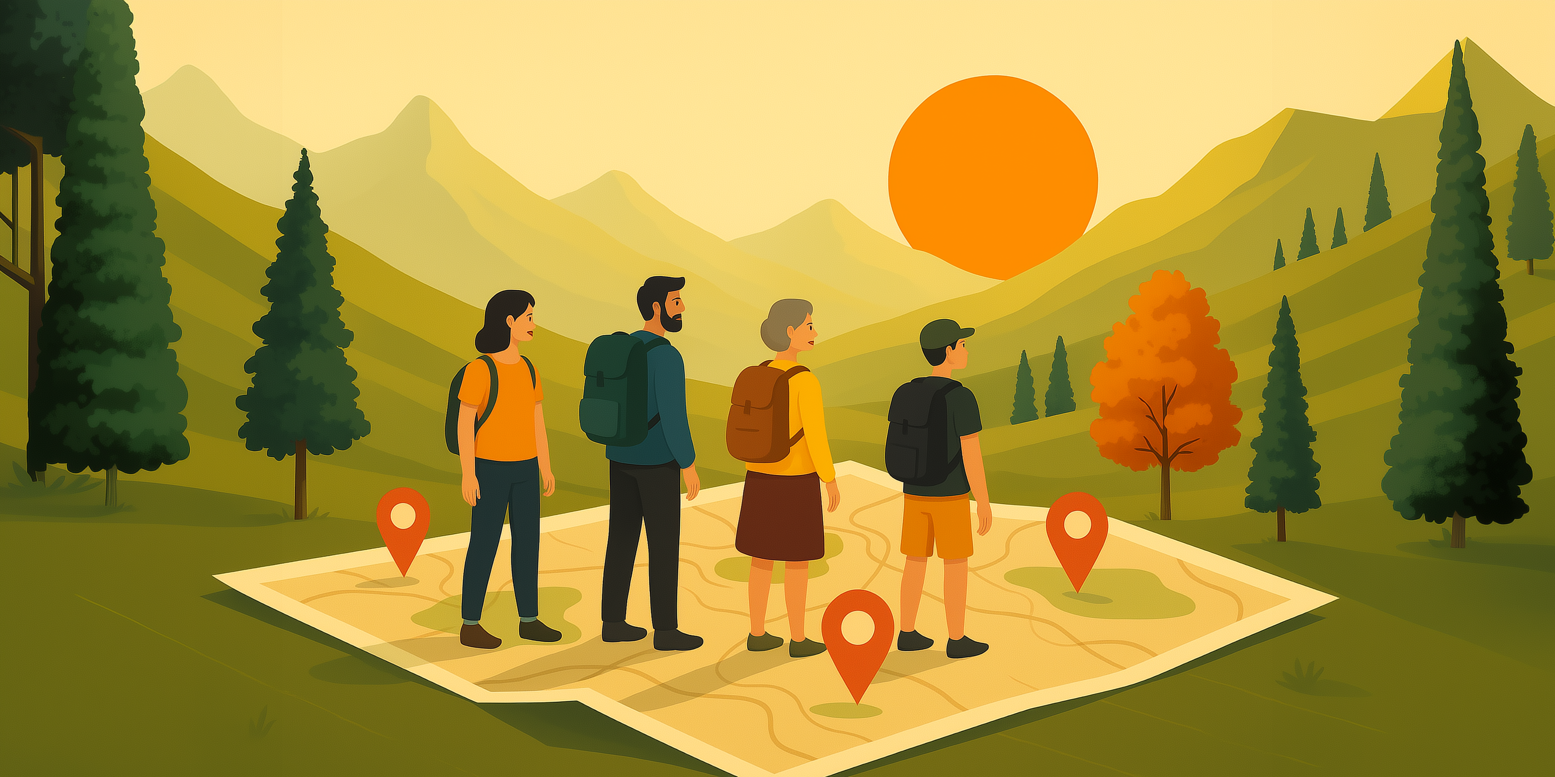 Rodzina na rowerach w górach